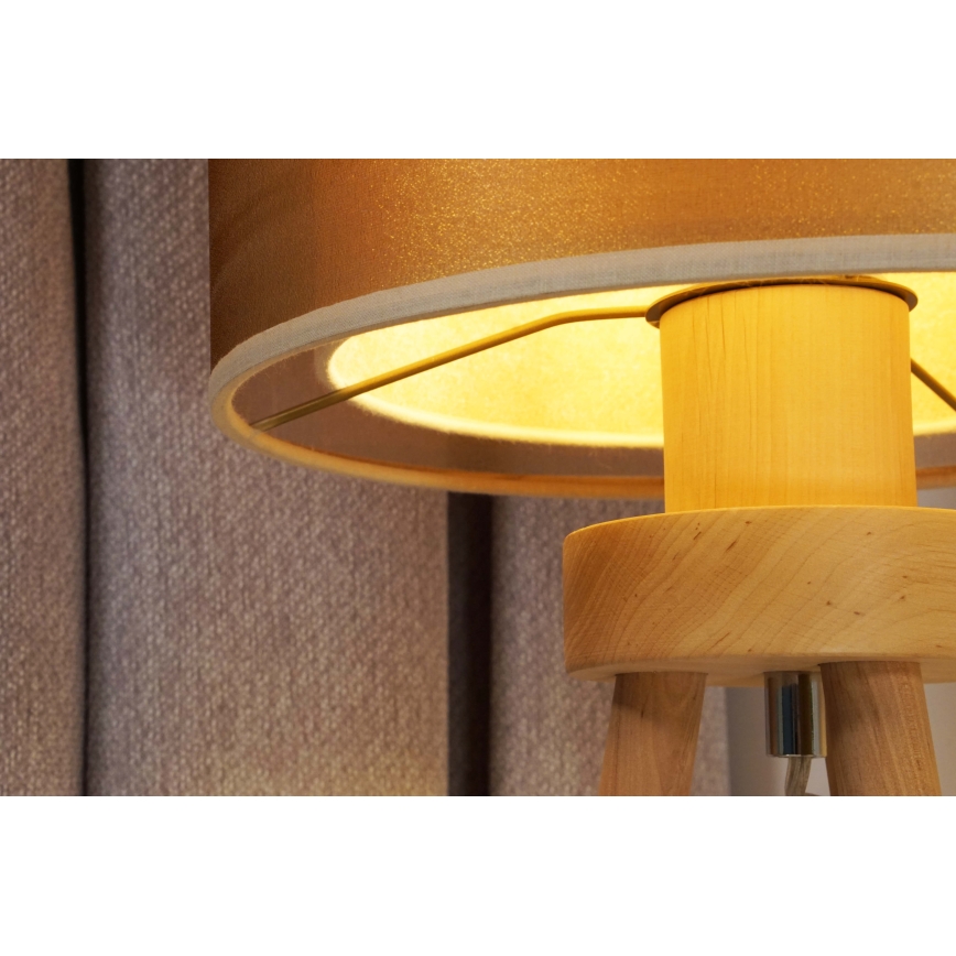 Duolla - Laualamp WOOD BOHO 1xE27/15W/230V d. 25 cm vask/pruun/beež