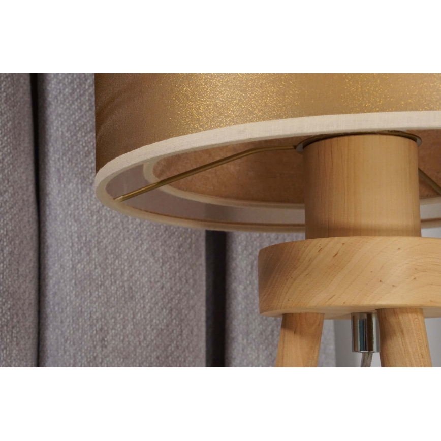 Duolla - Laualamp WOOD BOHO 1xE27/15W/230V d. 25 cm vask/pruun/beež