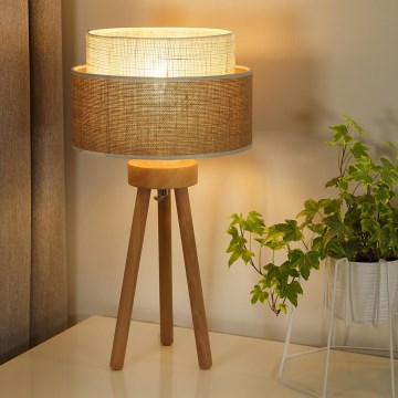 Duolla - Laualamp YUTE BOHO 1xE27/15W/230V d. 25 cm pruun/kreemikas