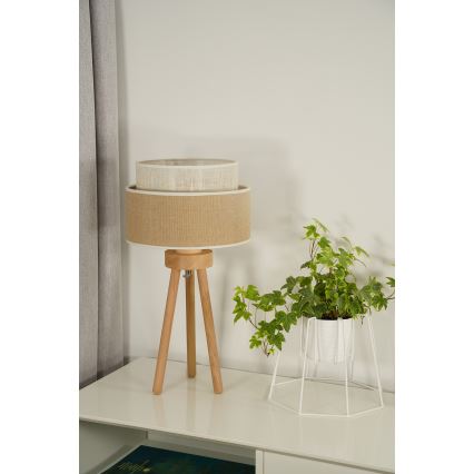 Duolla - Laualamp YUTE BOHO 1xE27/15W/230V d. 25 cm pruun/kreemikas