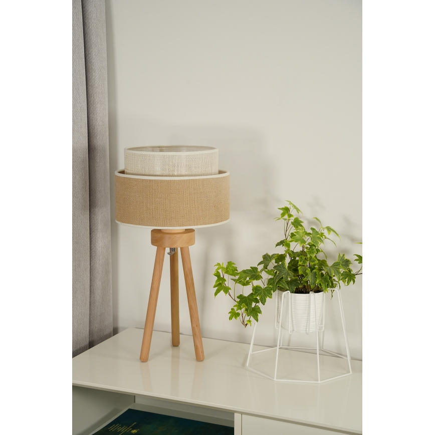 Duolla - Laualamp YUTE BOHO 1xE27/15W/230V d. 25 cm pruun/kreemikas