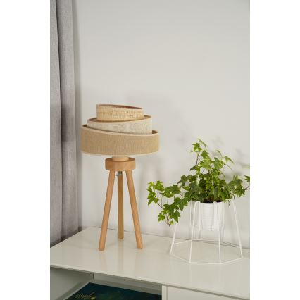 Duolla - Laualamp YUTE TRIO 1xE27/15W/230V d. 25 cm pruun/hall/beež