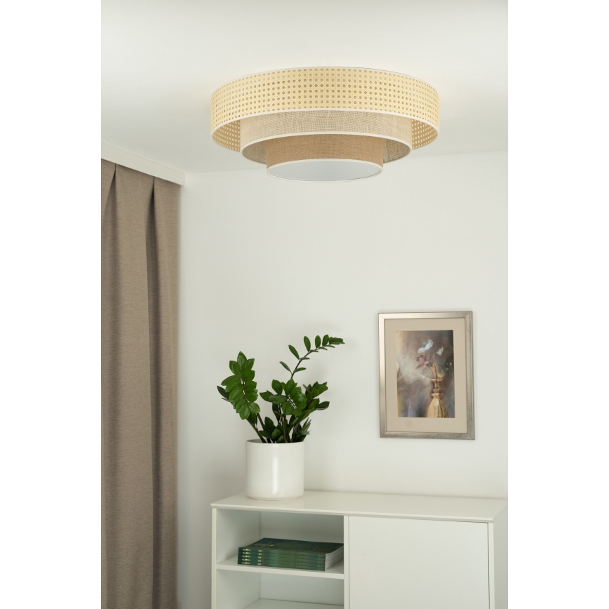 Duolla - LED Laevalgusti LUNETA LED/26W/230V d. 60 cm 4000K rotang/beež/pruun
