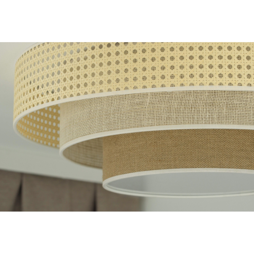 Duolla - LED Laevalgusti LUNETA LED/26W/230V d. 60 cm 4000K rotang/beež/pruun