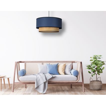 Duolla - Lühter BOHO 1xE27/15W/230V d. 45 cm sinine/rotang