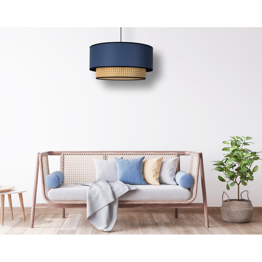 Duolla - Lühter BOHO 1xE27/15W/230V d. 45 cm sinine/rotang