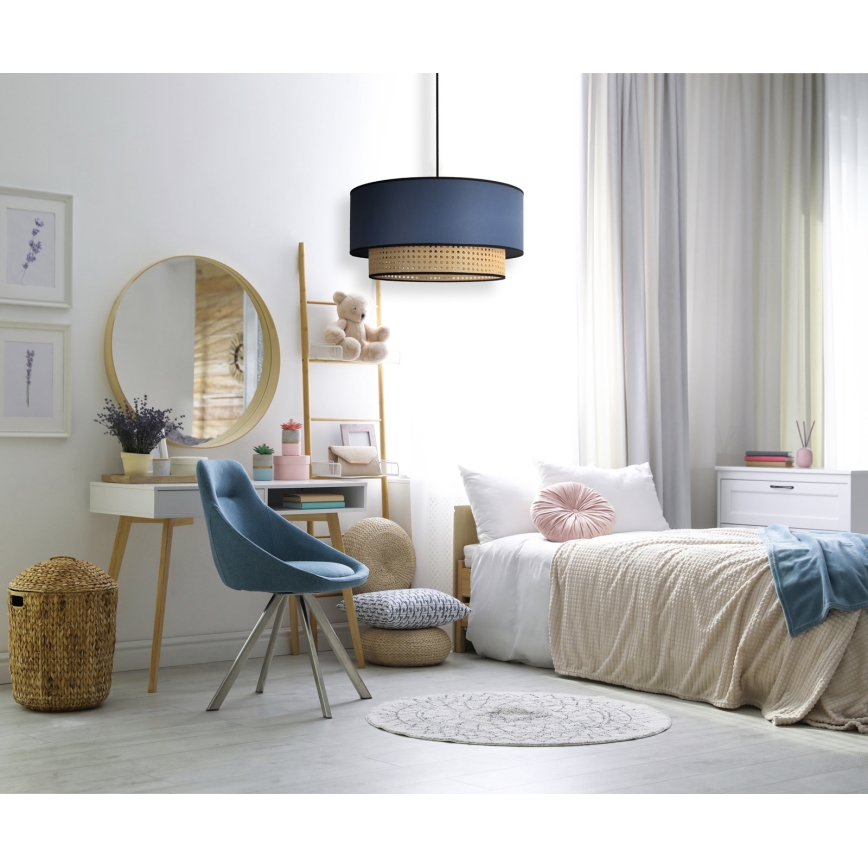 Duolla - Lühter BOHO 1xE27/15W/230V d. 45 cm sinine/rotang
