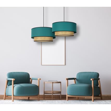 Duolla - Lühter BOHO 1xE27/15W/230V d. 45 cm türkiis/rotang