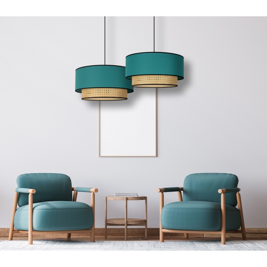 Duolla - Lühter BOHO 1xE27/15W/230V d. 45 cm türkiis/rotang