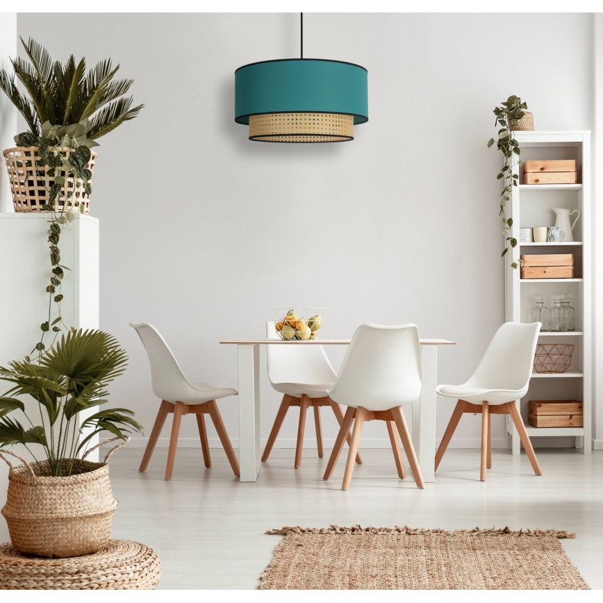 Duolla - Lühter BOHO 1xE27/15W/230V d. 45 cm türkiis/rotang