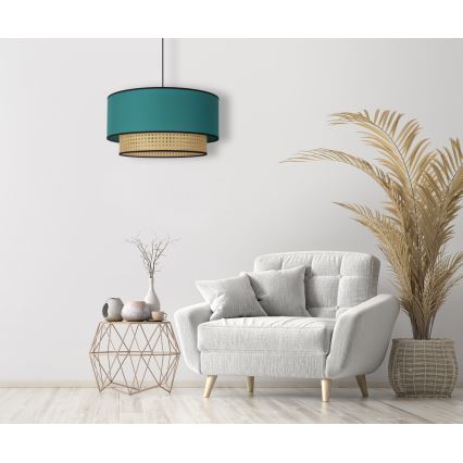 Duolla - Lühter BOHO 1xE27/15W/230V d. 45 cm türkiis/rotang