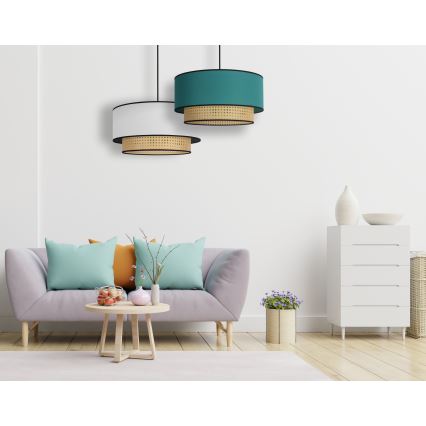 Duolla - Lühter BOHO 1xE27/15W/230V d. 45 cm türkiis/rotang