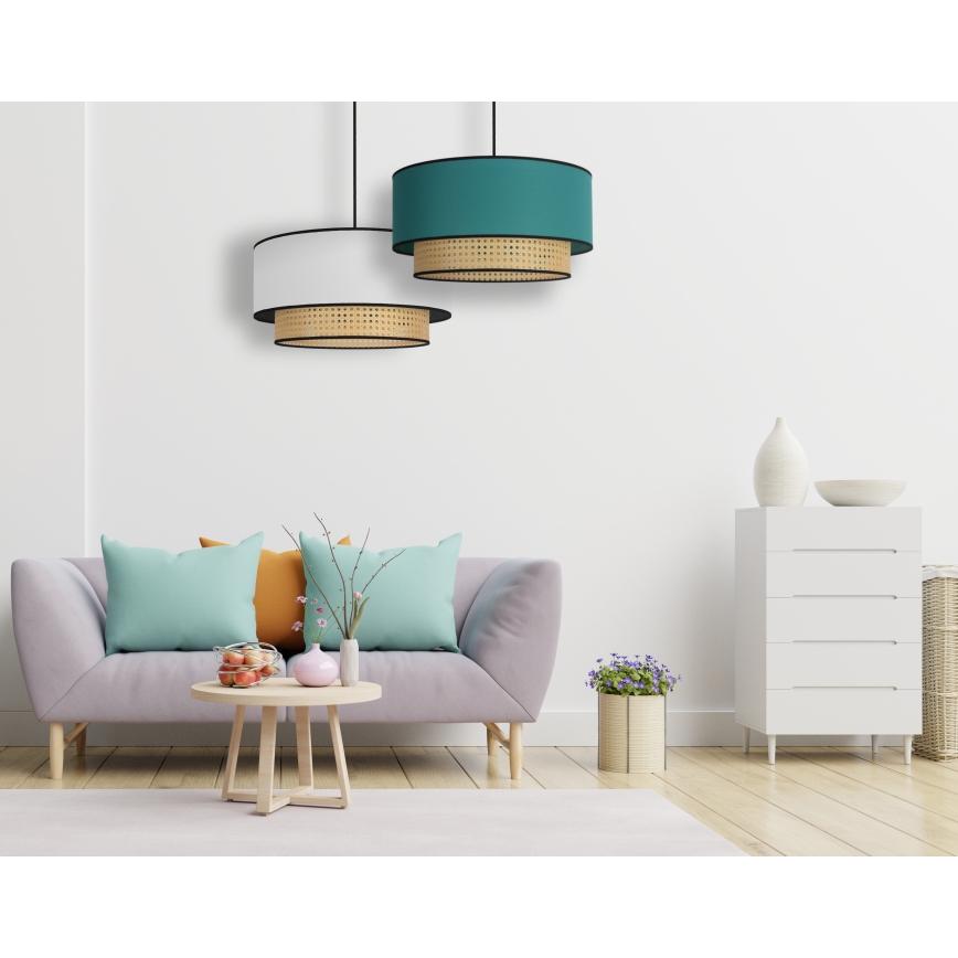 Duolla - Lühter BOHO 1xE27/15W/230V d. 45 cm türkiis/rotang