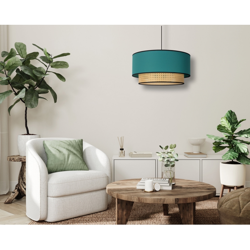 Duolla - Lühter BOHO 1xE27/15W/230V d. 45 cm türkiis/rotang