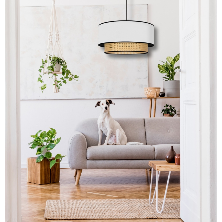 Duolla - Lühter BOHO 1xE27/15W/230V d. 45 cm valge/rotang