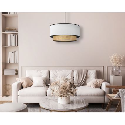 Duolla - Lühter BOHO 1xE27/15W/230V d. 45 cm valge/rotang