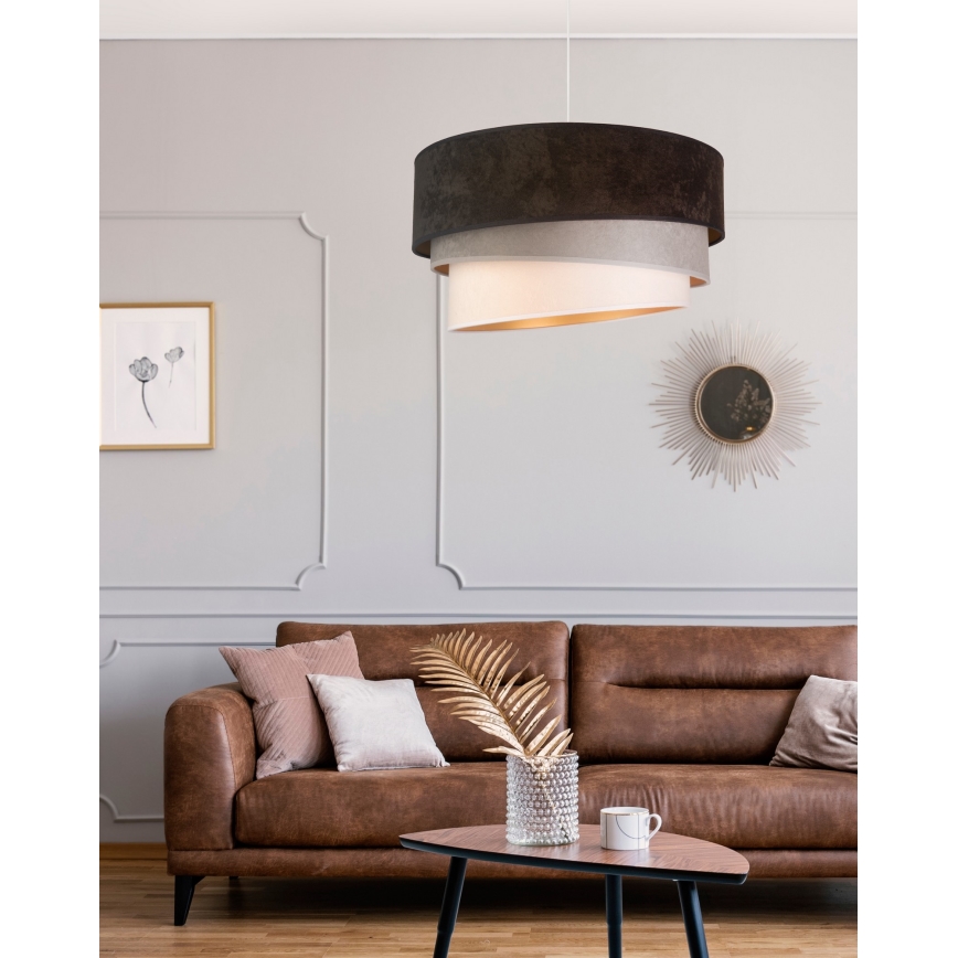 Duolla - Lühter DEVON 1xE27/40W/230V d. 45 cm must/hall/beež