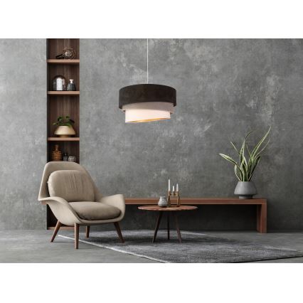 Duolla - Lühter DEVON 1xE27/40W/230V d. 45 cm must/hall/beež