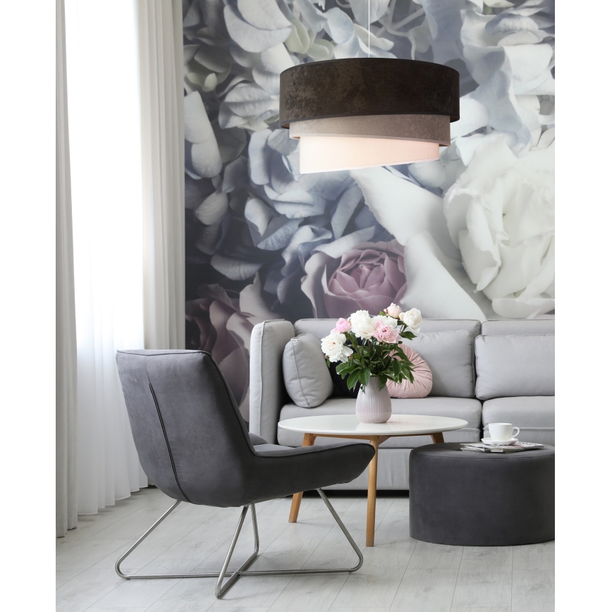 Duolla - Lühter DEVON 1xE27/40W/230V d. 45 cm must/hall/beež