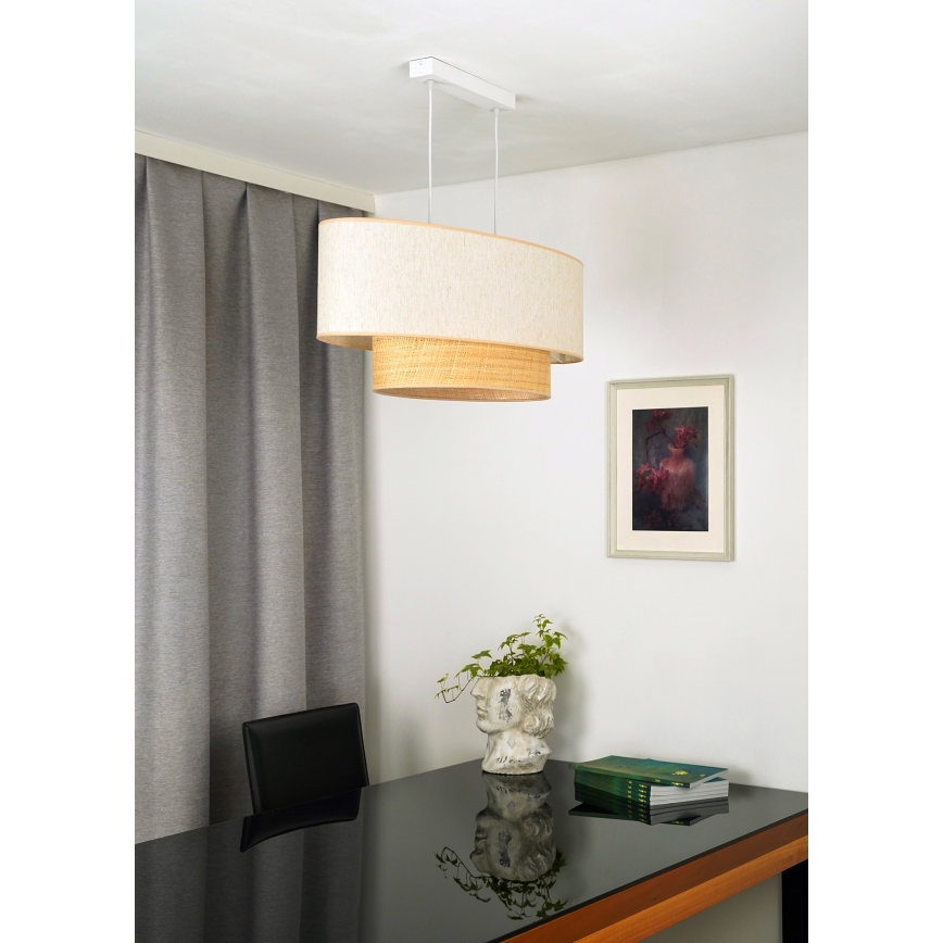 Duolla - Lühter DOUBLE OVAL NATURE 2xE27/15W/230V kreemikas/beež