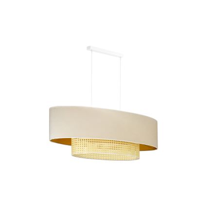 Duolla - Lühter DOUBLE OVAL RATTAN 2xE27/15W/230V kreemikas/rotang