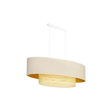 Duolla - Lühter DOUBLE OVAL RATTAN 2xE27/15W/230V kreemikas/rotang