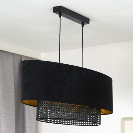 Duolla - Lühter DOUBLE OVAL RATTAN 2xE27/15W/230V must/rotang