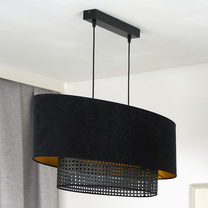 Duolla - Lühter DOUBLE OVAL RATTAN 2xE27/15W/230V must/rotang