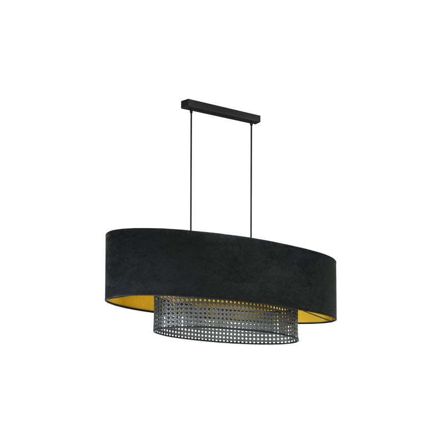 Duolla - Lühter DOUBLE OVAL RATTAN 2xE27/15W/230V must/rotang