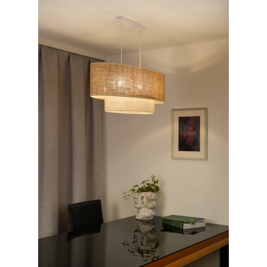 Duolla - Lühter DOUBLE OVAL YUTE 2xE27/15W/230V pruun/kreemikas
