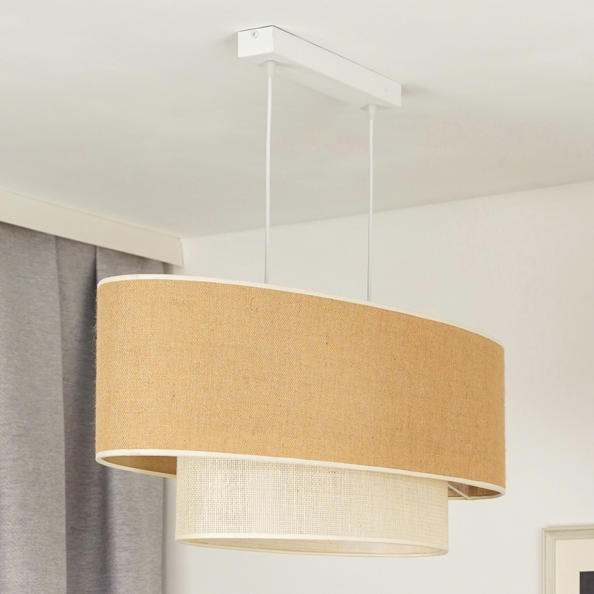 Duolla - Lühter DOUBLE OVAL YUTE 2xE27/15W/230V pruun/kreemikas