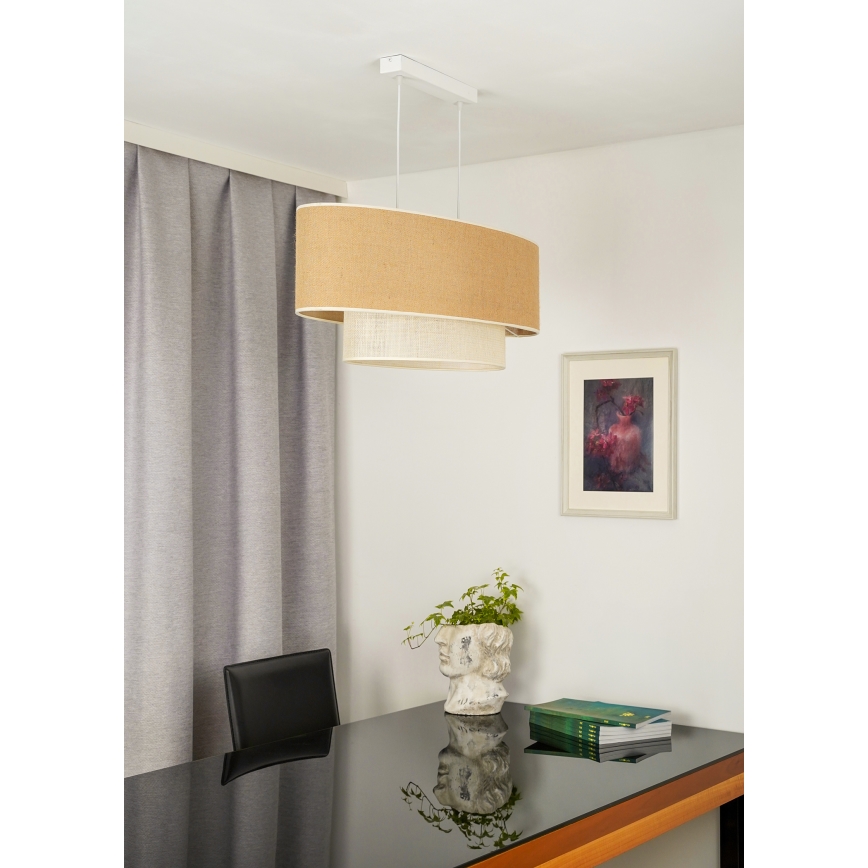 Duolla - Lühter DOUBLE OVAL YUTE 2xE27/15W/230V pruun/kreemikas
