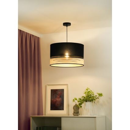 Duolla - Lühter DOUBLE RATTAN 1xE27/15W/230V d. 40 cm must/beež