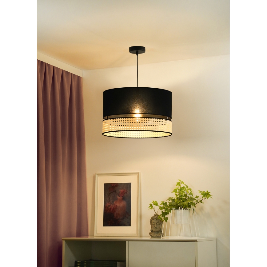 Duolla - Lühter DOUBLE RATTAN 1xE27/15W/230V d. 40 cm must/beež