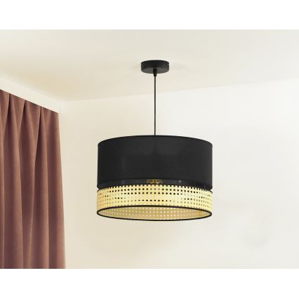 Duolla - Lühter DOUBLE RATTAN 1xE27/15W/230V d. 40 cm must/beež
