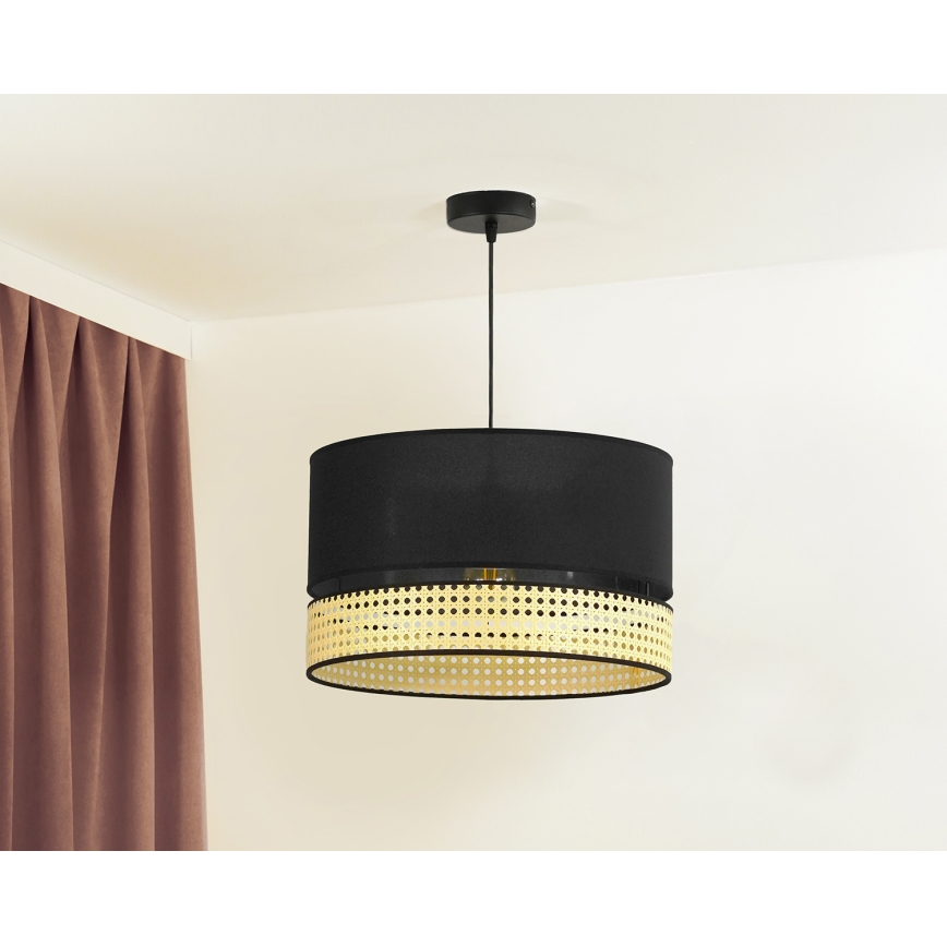 Duolla - Lühter DOUBLE RATTAN 1xE27/15W/230V d. 40 cm must/beež
