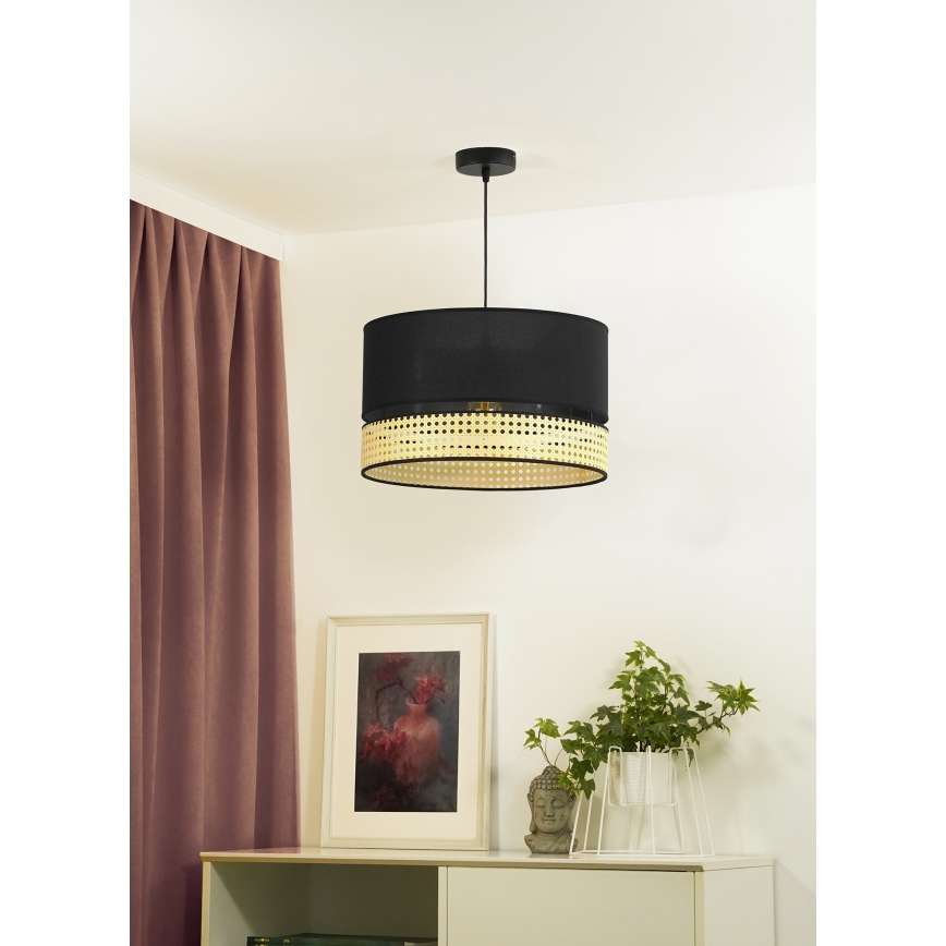Duolla - Lühter DOUBLE RATTAN 1xE27/15W/230V d. 40 cm must/beež