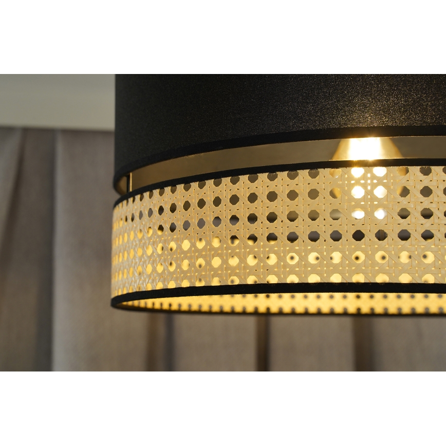 Duolla - Lühter DOUBLE RATTAN 1xE27/15W/230V d. 40 cm must/beež