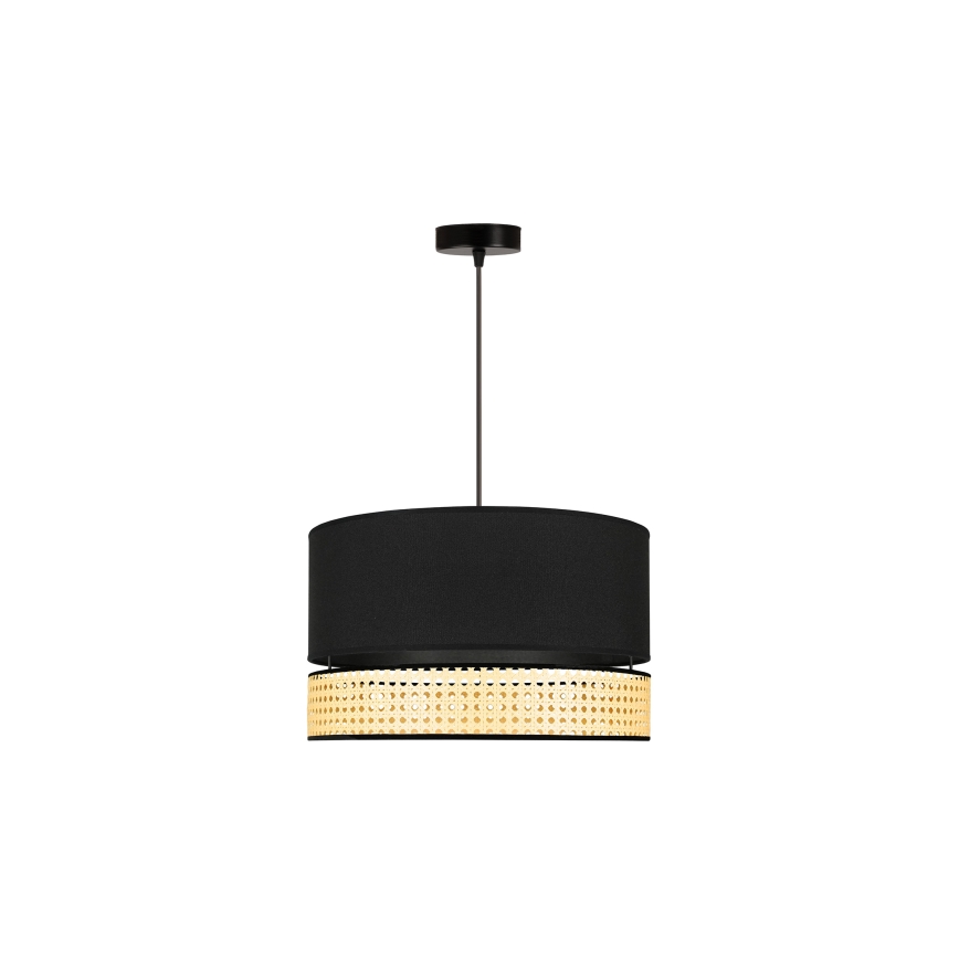 Duolla - Lühter DOUBLE RATTAN 1xE27/15W/230V d. 40 cm must/beež