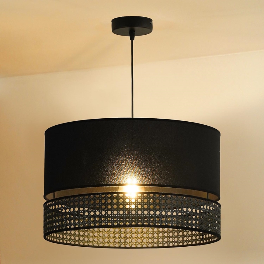 Duolla - Lühter DOUBLE RATTAN 1xE27/15W/230V d. 40 cm must