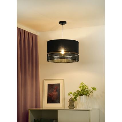 Duolla - Lühter DOUBLE RATTAN 1xE27/15W/230V d. 40 cm must