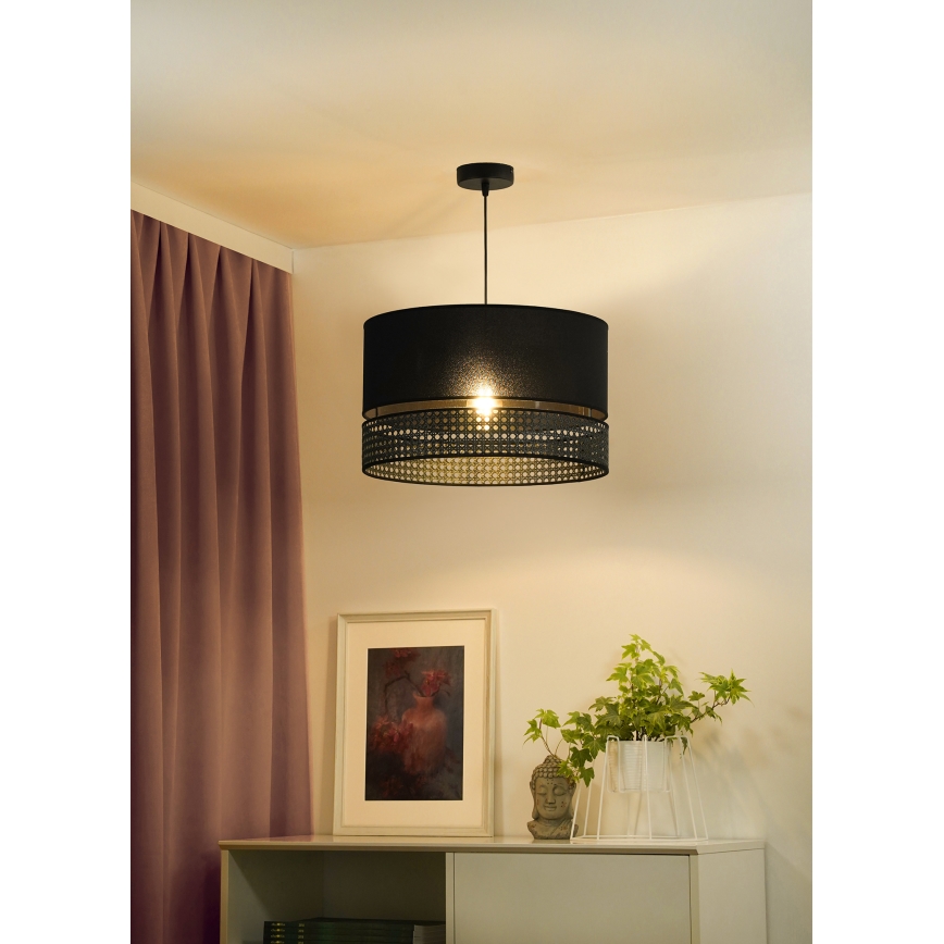 Duolla - Lühter DOUBLE RATTAN 1xE27/15W/230V d. 40 cm must