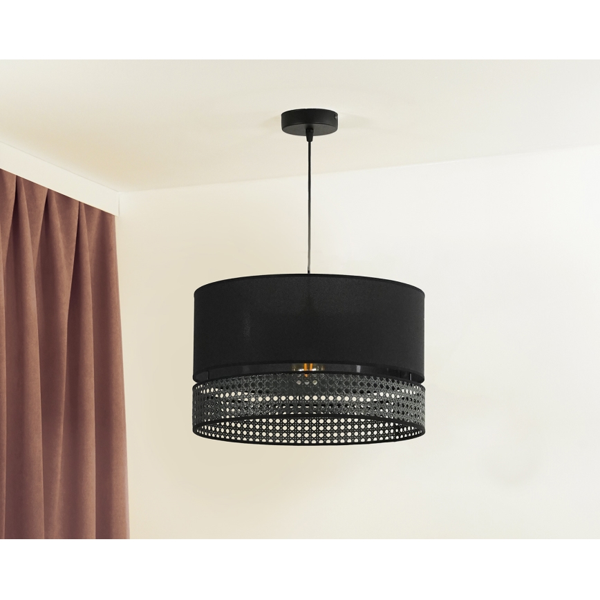 Duolla - Lühter DOUBLE RATTAN 1xE27/15W/230V d. 40 cm must
