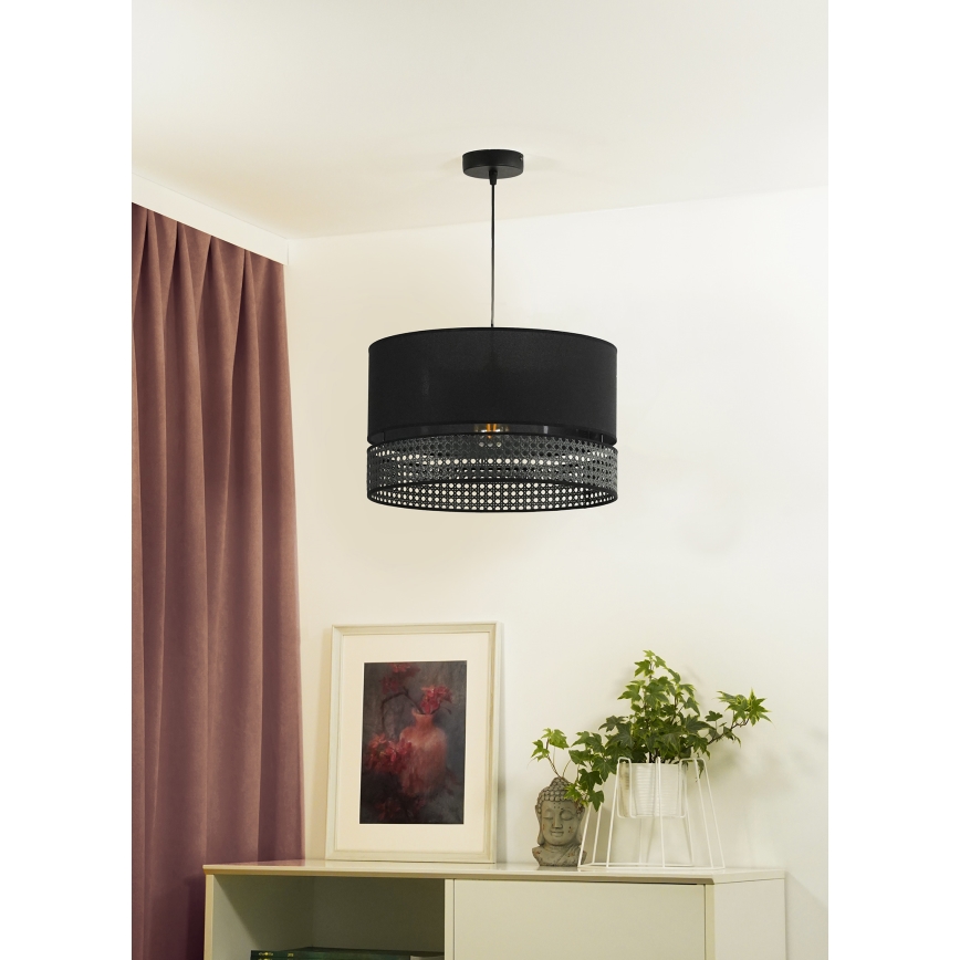 Duolla - Lühter DOUBLE RATTAN 1xE27/15W/230V d. 40 cm must