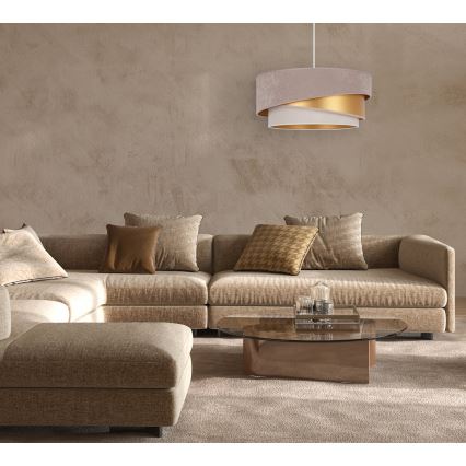 Duolla - Lühter KOBO 1xE27/15W/230V d. 45 cm beež/kuldne/kreemikas