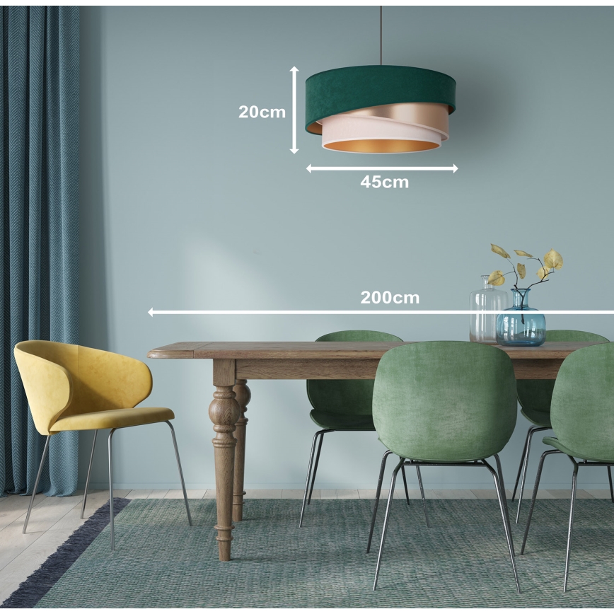 Duolla - Lühter KOBO 1xE27/15W/230V d. 45 cm roheline/roosi kuld/kreemikas