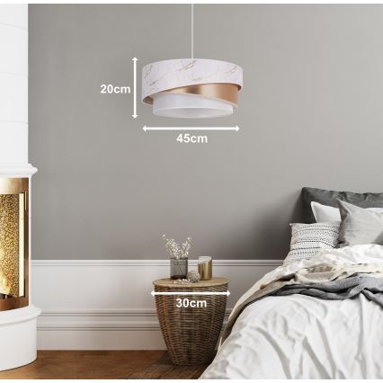 Duolla - Lühter KOBO 1xE27/15W/230V d. 45 cm valge/roosi kuld
