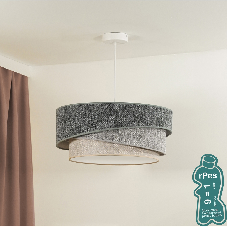 Duolla - Lühter KOBO ECO RECYCLING 1xE27/15W/230V d. 45 cm roheline/hall/kreemikas