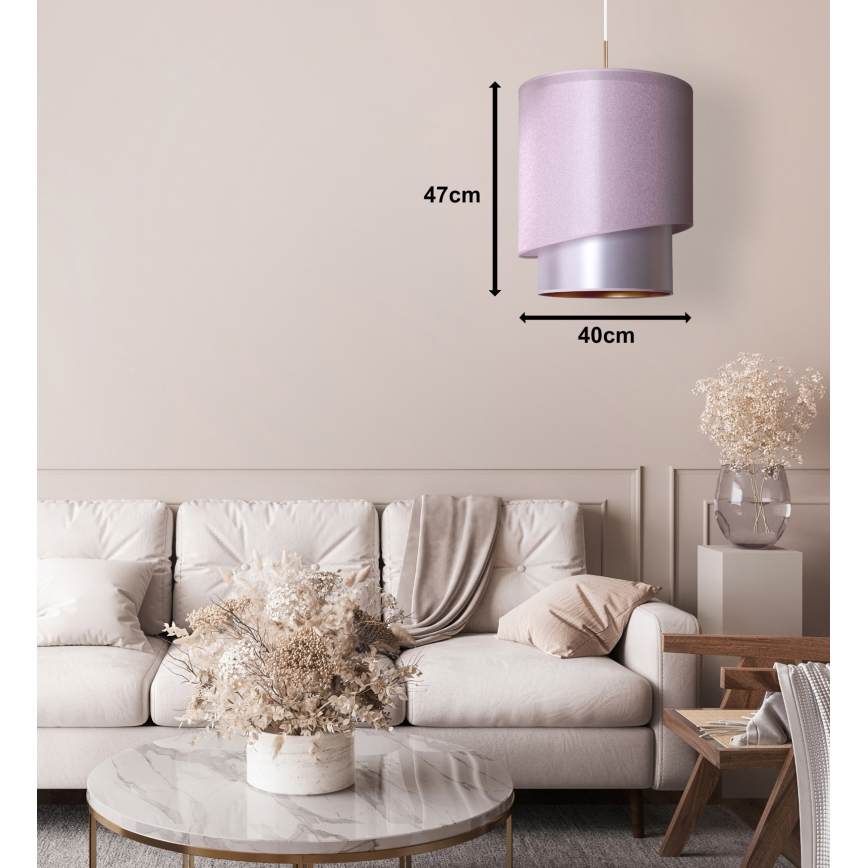 Duolla - Lühter PARIIS 1xE27/15W/230V d. 40 cm roosa/hõbe/vask