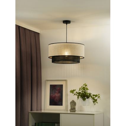 Duolla - Lühter RATTAN YUTE 1xE27/15W/230V d. 45 cm kreemikas/must